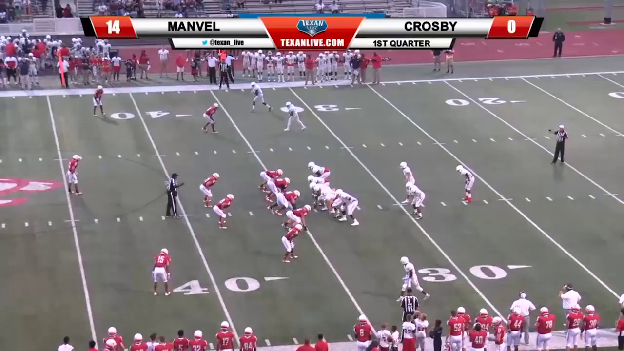 Ladarius Owens of Manvel goes untouched for 66 yds in this TD putting the Mavericks up 21-0 in the 1st. 