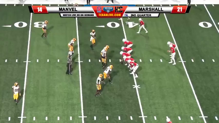 Manvel strikes right back - Ladarius Owens breaking free against the Ft Bend Marshall Defense as they quickly tie up tonights game 21-21 in the 2nd quarter