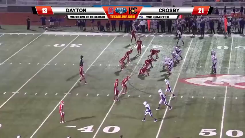 Dayton strikes first against Crosby putting the broncos up 7-0 in the 1st